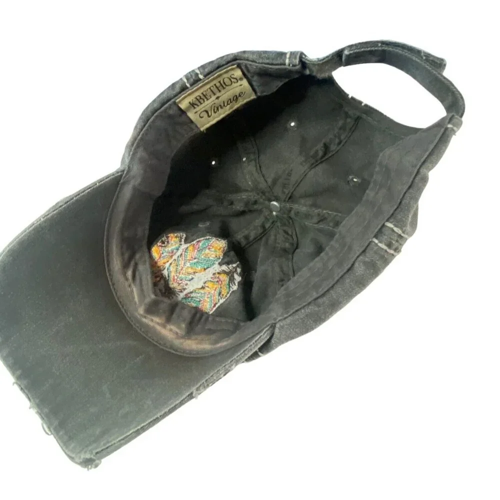 Vtg‎ KBETHOS Women Free Spirit Hat One Size Gray Feathers Casual Travel
